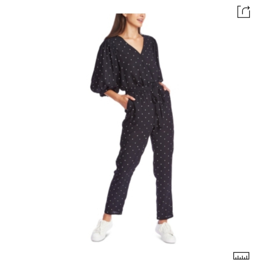 1. State V Neck Tie Front Polka Dot Jumpsuit NWT